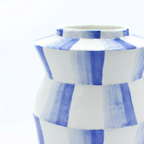 Large Zig Zag Vase with Cobalt Fade