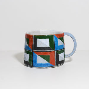 Pale Blue mug with Overglaze Pattern