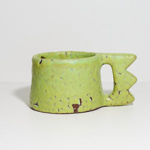 Chunky Mug with Zig-Zag Handle and Crawly Glaze