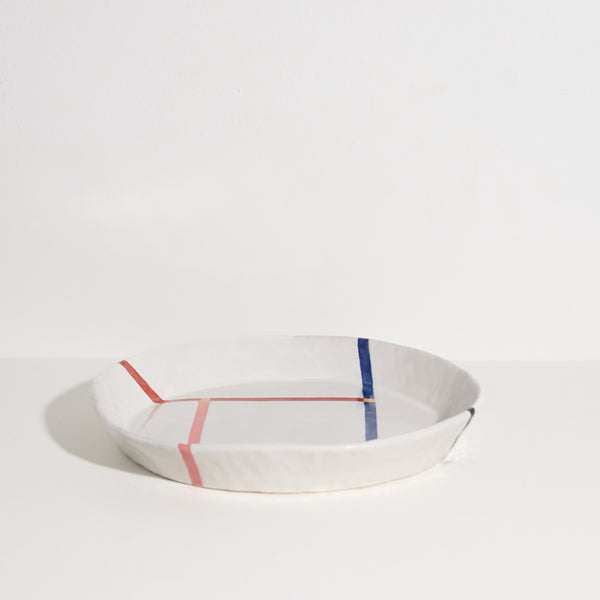 Plate with Crossing Lines (Jewel tones)