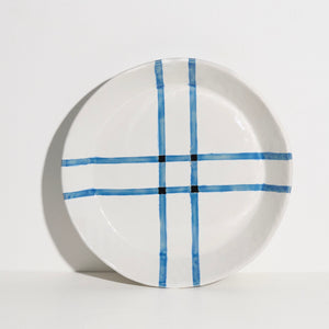 Plate with Crossing Lines (Blue)