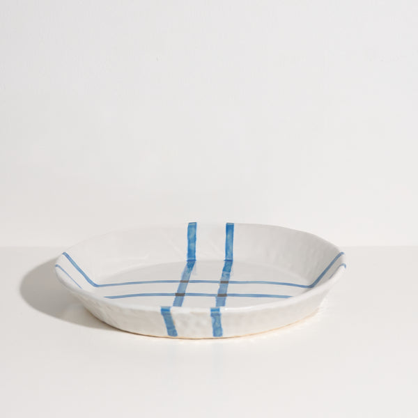 Plate with Crossing Lines (Blue)