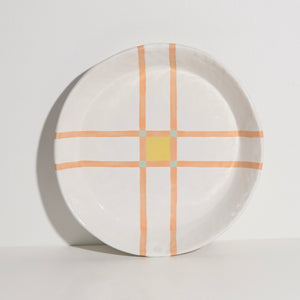 Plate with Crossing Lines (Peach)