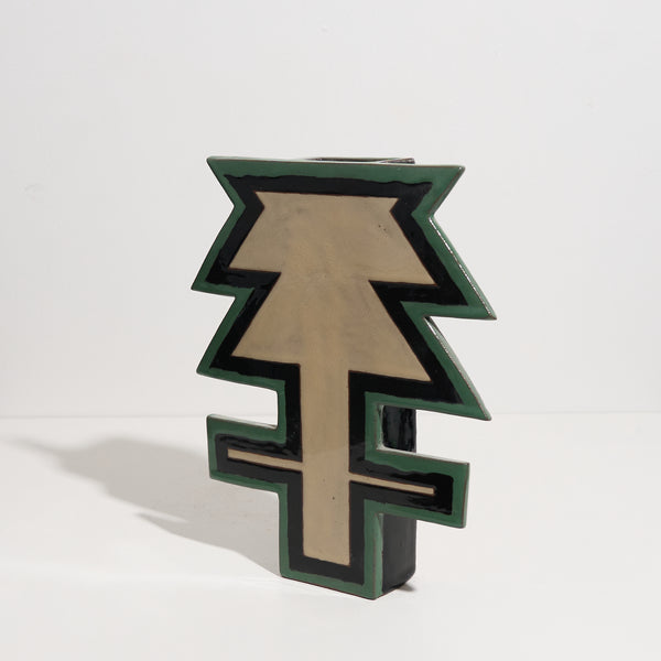 Abstract Floral Vase (Ivy green edge with alabaster centre)