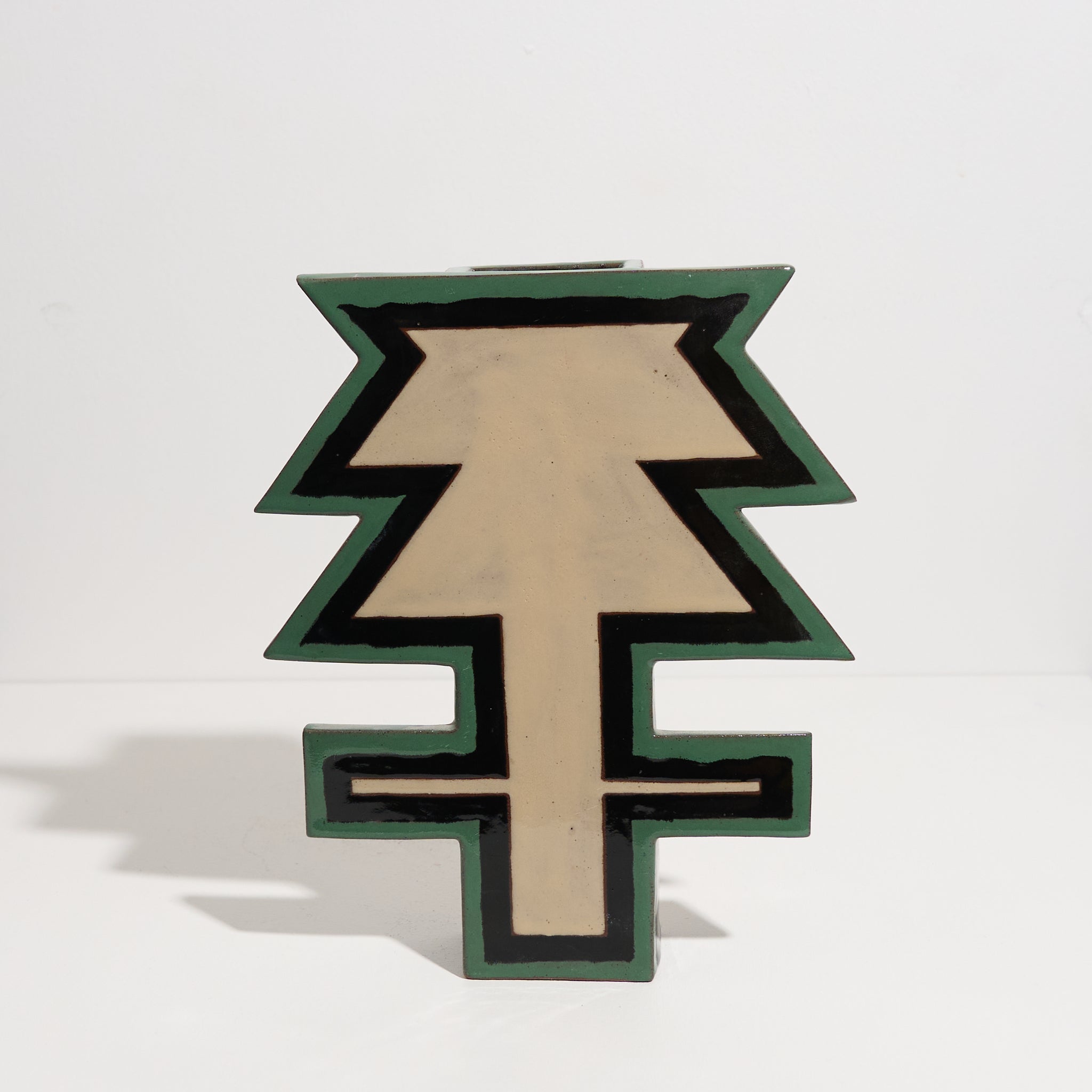 Abstract Floral Vase (Ivy green edge with alabaster centre)