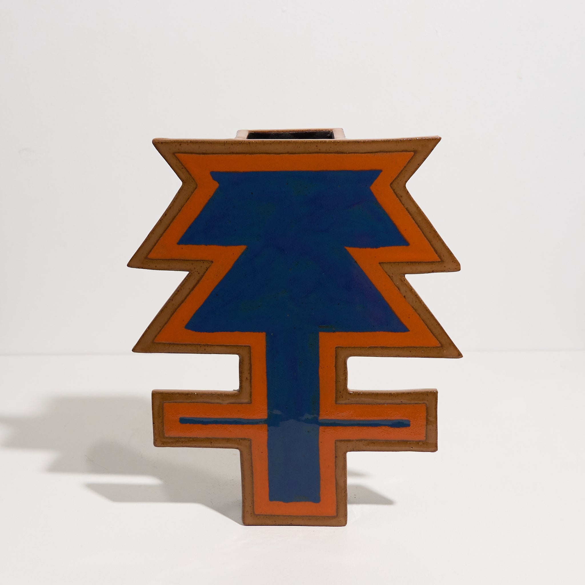Abstract floral vase (Cinnamon edge with navy centre)