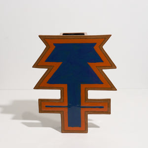 Abstract floral vase (Cinnamon edge with navy centre)