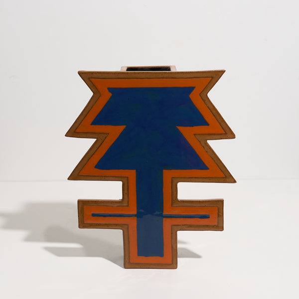Abstract floral vase (Cinnamon edge with navy centre)