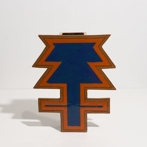 Abstract floral vase (Cinnamon edge with navy centre)