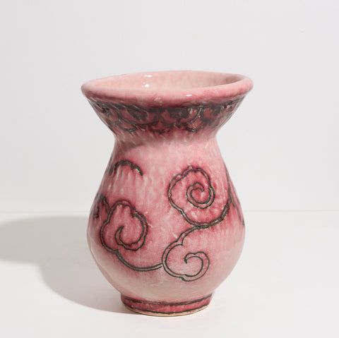 Pink Vase with Scroll Designs