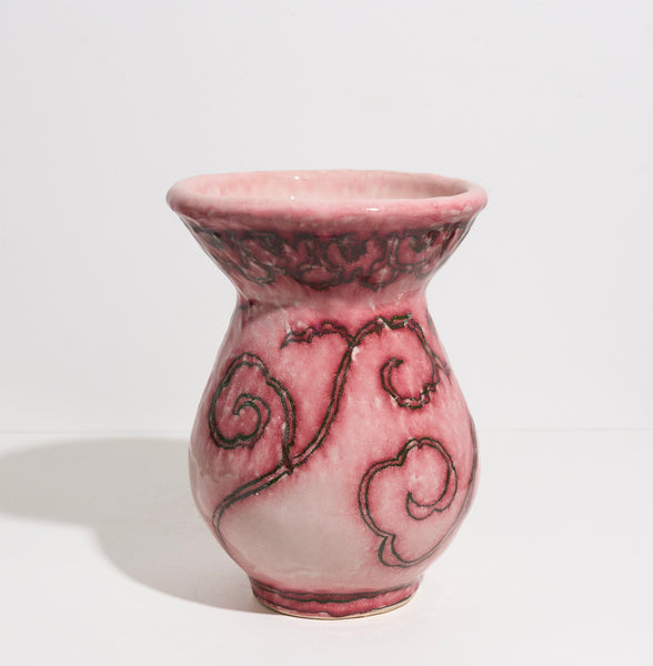 Pink Vase with Scroll Designs