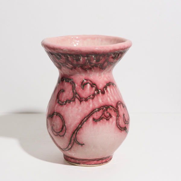 Pink Vase with Scroll Designs