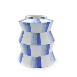 Large Zig Zag Vase with Cobalt Fade