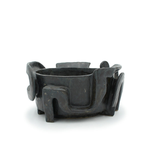 Black Bowl with Architectural Detail
